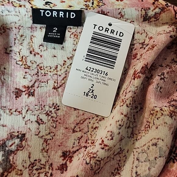 Torrid Dress Womens 2XLarge Mini Washable Gauze Tunic Pocket NWT - Picture 5 of 9